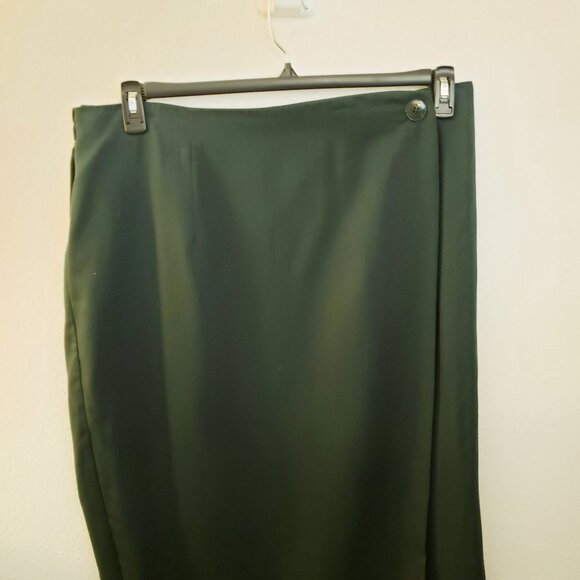 Vintage Danielle B Dark Green Faux Wrap Pencil Midi Skirt Sz 22 EUC - Picture 2 of 12